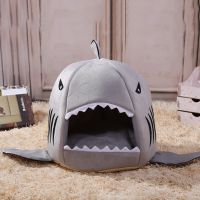 Shark Mouth Pet Dog Bed Cat House Plush Bed Semi-enclosed Cat Nest for Deep Sleep Comfort in Winter Puppy Kitten Soft Cage