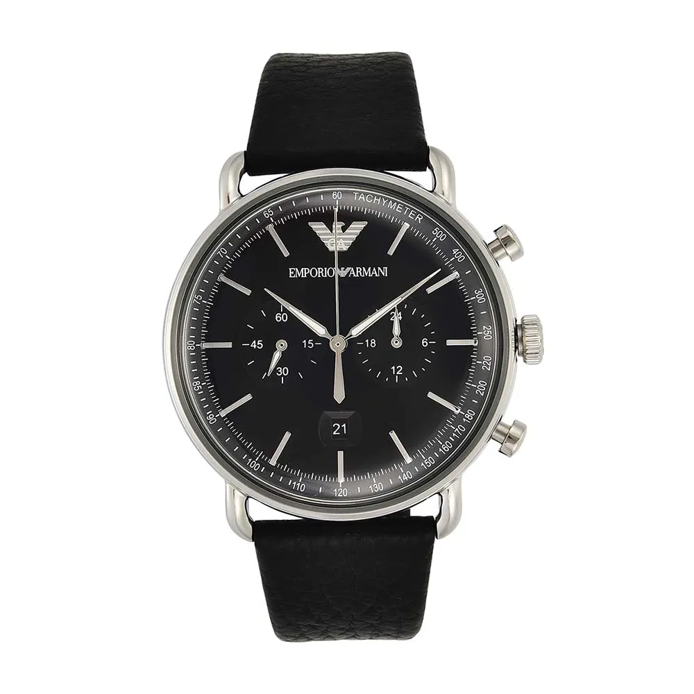 CLEARANCE] [Luxolite] Emporio Armani AR11143 Aviator Chronograph Men Black  Dial Black Leather Straps Watch | Lazada Singapore