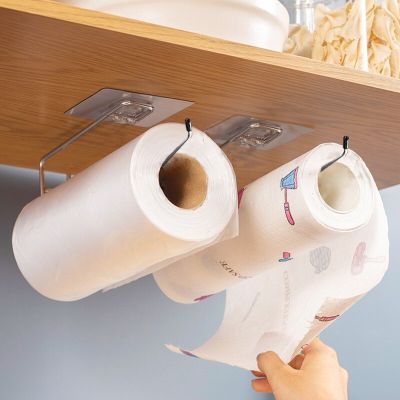 Hanging Kitchen Toilet Paper Roll Paper Holder Bathroom Towel Rack Stand Metal Tissue Paper Holder Home Storage Rack Bathroom Counter Storage