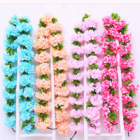 【cw】230cm Cherry Blossom Vine Flower Artificial Silk Arch Wedding Party Supplies Garland Rattan Wall Hanging Garland Wreath Decor