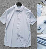 Town store level Lu Tai mulberry silk 140s ultra-fine denier summer mens anti-wrinkle business slim short-sleeved shirt 【JYUE】