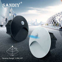 SANDIY แสงกลางแจ้ง LED เซ็นเซอร์ฝังโคมไฟติดผนังกันน้ำนอกไฟกลางคืน Footlight 60มิลลิเมตรกล่องสำหรับบันไดและขั้นตอนสวน