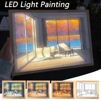 INS LED Decorative Light Painting Bedside Picture Japan Anime Style Creative Modern Simulate Sunshine Drawing Night Light Gift Phone Camera Flash Ligh