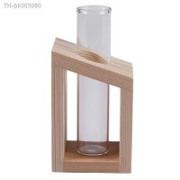 ✾▪ Crystal Glass Test Tube Vase in Wooden Stand Flower Pots for Hydroponic Plants Home Garden Decoration