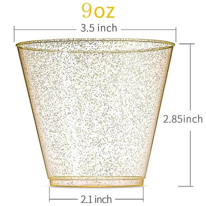 golden-plastic-cup-disposable-water-cup-golden-powder-90oz-juice-cup-dessert-cup-mousse-cup-wedding-tableware-decoration