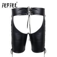 iEFiEL Brand Sexy Men Lingerie Lace-up Open Butt Shorts Open Butt Underwear Underpants Exotic Pants Male Panties