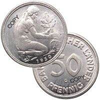 เยอรมนีรัฐบาลกลาง1950G 50 Pfennig ทองเหลืองนิเกิลชุบสำเนาเหรียญ LYB3816ธนาคารเงิน