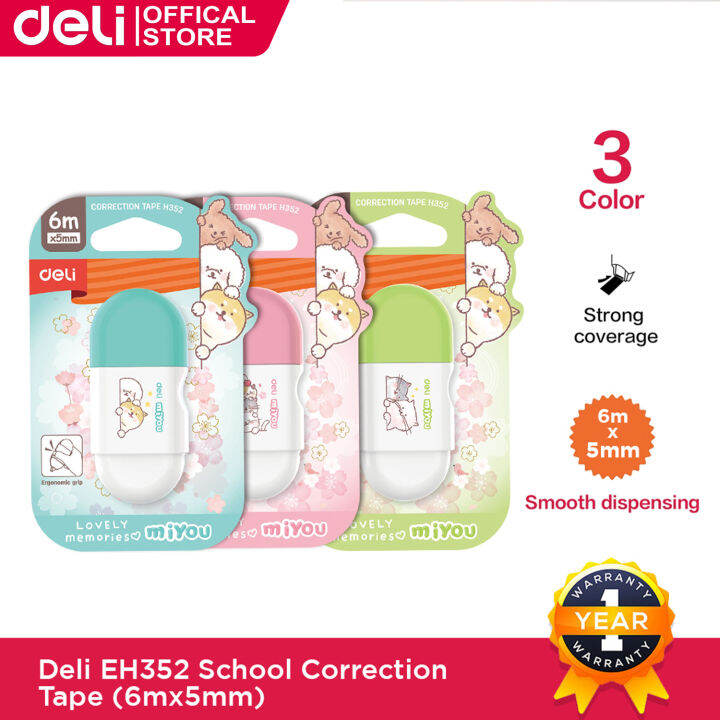 Deli Correction Tape NonToxic Formula Assorted Color Eh352 Lazada PH