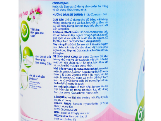 Nước tẩy zonrox hương hoa chai 1 lít - ảnh sản phẩm 3