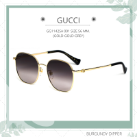 แว่นกันแดด GUCCI : GG1142SA 001 SIZE 56 MM. (GOLD-GOLD-GREY)