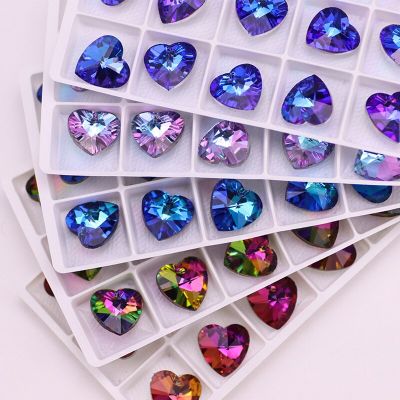 All Size Multi Color Shape Charms Crystal Heart Beads Glass Bead Peach Pendant Gems For Jewelry Making Necklaces Earrings DIY