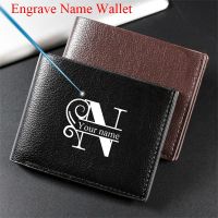 Short Luxury Wallet for Men With Name Card Holder Male Wallets Clutch Photo Holder Name Logo Engraved Brand Man Purses Bag Wallets