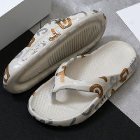 Trend Mens Flip Flops Summer Printing Alphabet Slippers Couple Sandals Shoes Male Open Toe Print Outdoor Thick Beach Slides