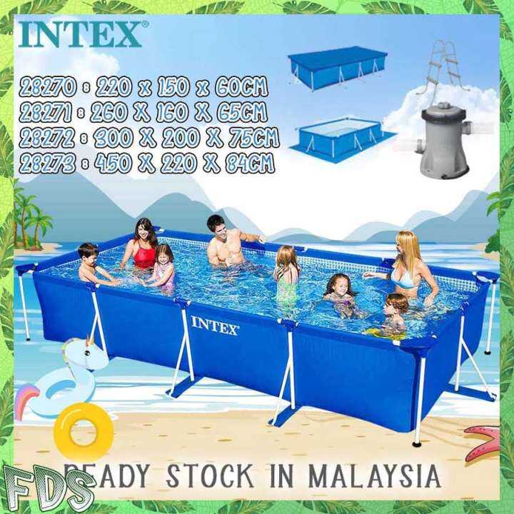 INTEX 2.2m4.5meter Large Swimming Pool for kids family big size Metal