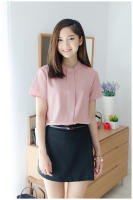 Narinari : NT407 Placket Short Sleeve Blouse