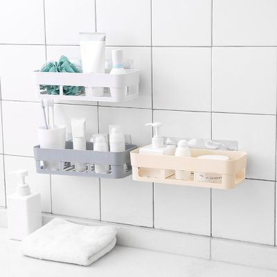Adhesive Bathroom Shelf Storage Rack Bathroom Wall-mounted Toothbrush Tooth Glass Placement Toilet Storage Accessories Supplies Bathroom Counter Stora