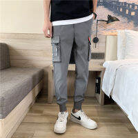 Summer Mens Pants Tie Feet Overalls Harajuku Thin Ankle-Length Cargo Trousers Sportswear Boys Joggers Male Clothes 2022