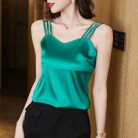 S-4XL คามิซอล V-Neck Seksi Rompi Tanpa Lengan Retro Wanita Retro เสื้อกล้าม