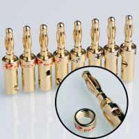 4/8PCS Gold Speaker Banana Plug Cable Wire Adapters Plugs Copper Straight Connectors For Musical Audio