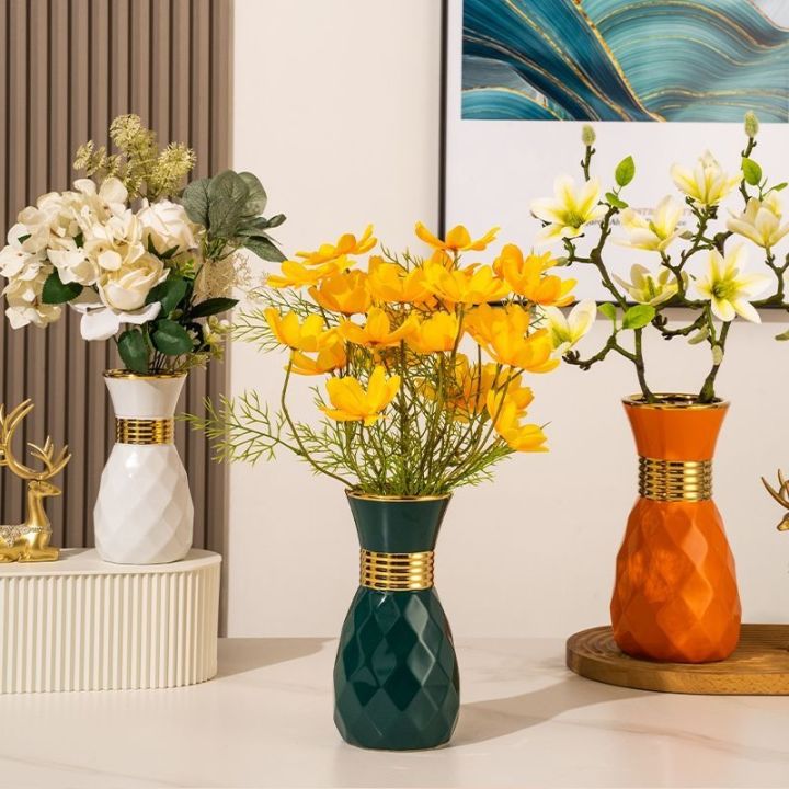 double-gold-line-light-luxury-ceramic-vase-flower-arrangement-home-plating-gilt-decorative-living-room-flower-ware