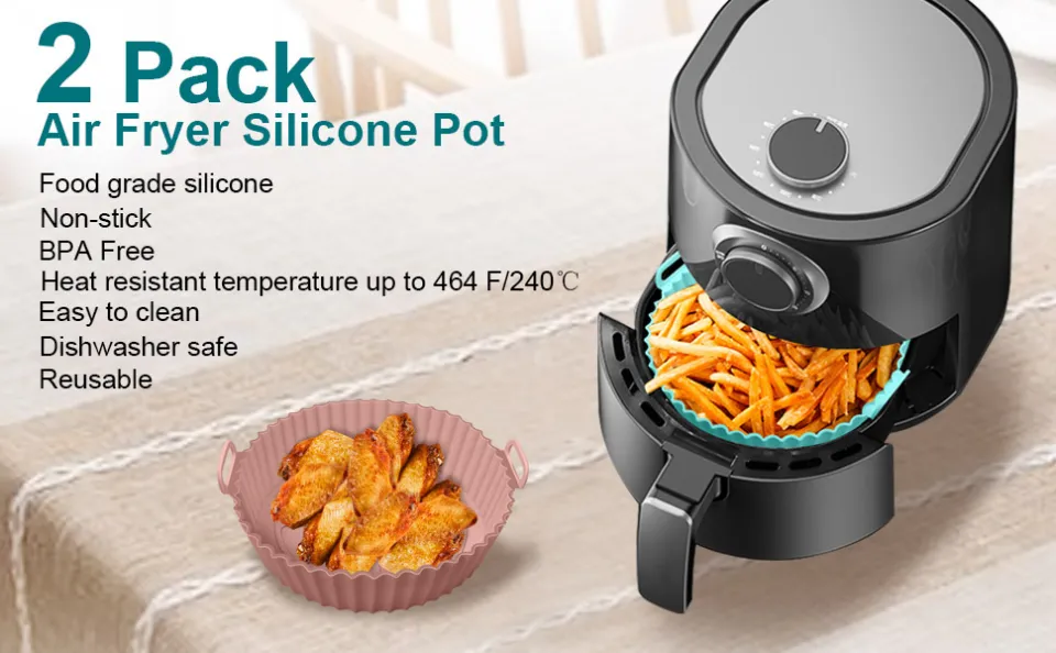 2Pcs Air Fryer Silicone Pot 8 Inch Silicone Air Fryer Liners Basket Food  Safe Non Stick Air Fryer Accessories Reusable Replacement Parchment Air  Fryer