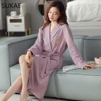 SUKAE M-4XL Women Bathrobe Autumn Spring Cotton Sleepwear Shawl Collar Lady Robe Nightwear Kimono Luxury Cardgian Robes For Girl