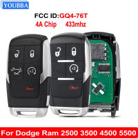 YOUBBA 45ปุ่ม GQ4-76T กุญแจรถระยะไกลสำหรับ Dodge RAM รถกระบะ HD 2500 3500 4500 5500 68375456AB 433เมกะเฮิร์ตซ์4A ชิป2019 2020 2021