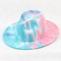 Wholesale Tie Dye Women Wide Brim Fedora Hats for Adults Men Ladies Panama Party Wedding Hat Goth Top Vintage Jazz Fet Cap