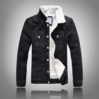 Men Winter Solid Casual Jacket 2021 New Mens er Denim Jacket Fashion Jean Biker Coat Woolen Lined Leisure Coat Plus Size