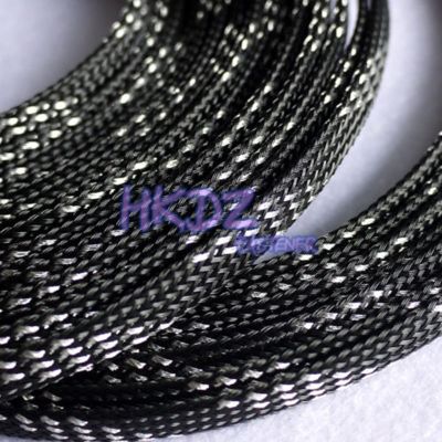 1-50M Cable Sleeves Snakeskin Mesh Wire Protecting Nylon Tight PET Expandable Insulation Sheathing Braided Sleeves Black&amp;Silver Electrical Circuitry P