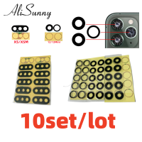 AliSunny 10ชิ้นกลับกล้องแก้วสำหรับ 11 12 13 Pro Max 13มินิ XR XS 14ด้านหลังเวบแคมปกเลนส์3เมตรสติ๊กเกอร์ผู้ถือชิ้นส่วน