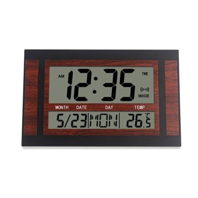 Digital Wall Clock LCD Large Number Time Temperature Calendar Alarm Table Desk Clock Modern Design Office Home