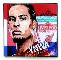 Virgil van Dijk เฟอร์จิล ฟัน ไดก์ ทีม Liverpool ลิเวอร์พูล​ หง​ส์แดง​ รูปภาพ​ติด​ผนัง​ pop art พร้อมกรอบและที่แขวน ฟุตบอล​ กรอบรูป​​ ของขวัญ