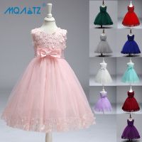 MQATZ Flower Girls Dress Birthday A-Line Wedding Bow Lace Princess Dress Panty Evening Dress Girl 2-8 Year