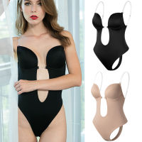 ผู้หญิงเปลือยบอดี้สูท Shapewear U น้ำที่ไร้รอยต่อทองที่ไม่มีสายหนังเต็มบอดี้สูทพรวดพราดลึกคอวี Body S Haper สำหรับงานแต่งงาน