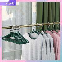 YESMILE 10PCS มี5สี ราวแขวนผ้าแห้ง ไม้แขวนในครัวเรือน เหล็กไร้สนิม ที่แขวนเสื้อผ้าผู้ใหญ่สีดำ แบบพกพาได้ ใช้งานได้หลากหลาย จัดชุดเสื้อผ้า