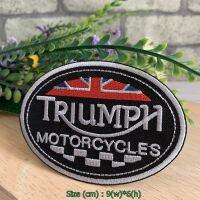 Triumph มอเตอร์ไซค์ ตัวรีดติดเสื้อ อาร์มรีด อาร์มปัก ตกแต่งเสื้อผ้า หมวก กระเป๋า แจ๊คเก็ตยีนส์ Racing Embroidered Iron on Patch