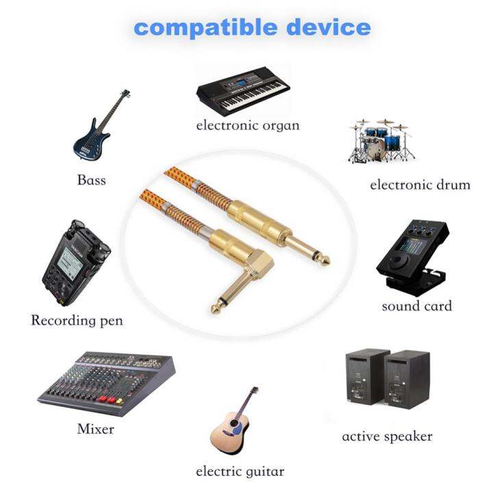 สายเครื่องดนตรีกีตาร์3เมตร1-4นิ้ว-ts-ถึง1-4นิ้วขั้วต่อชุบทอง6-35สายเคเบิล-mm-สำหรับเบสแป้นพิมพ์อิเล็กทรอนิกส์