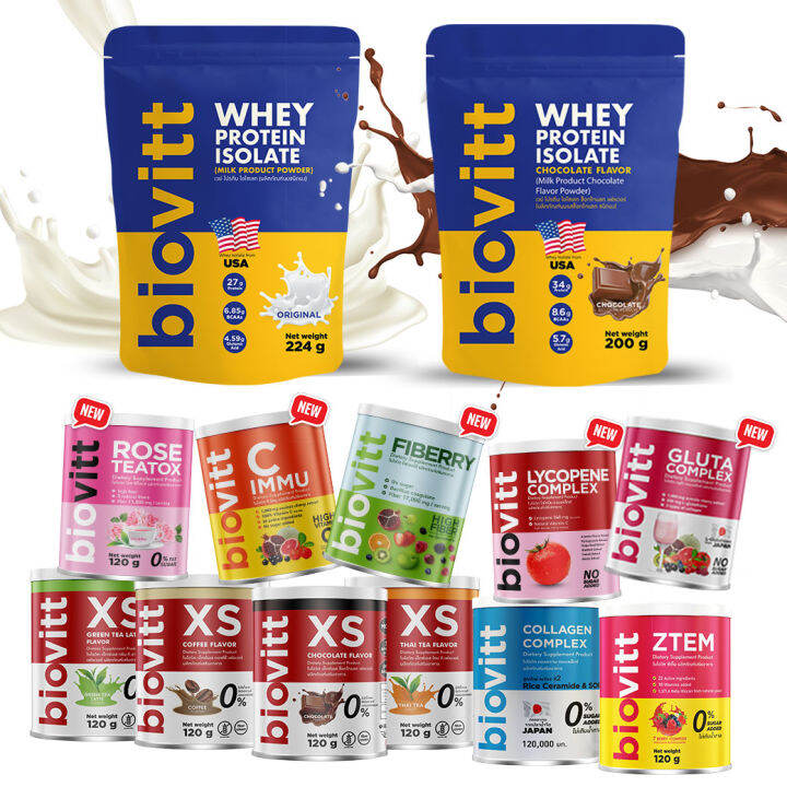 [รวมเซ็ตเวย์ซอง+กระป๋อง] เลือกรสชาติได้ Biovitt Whey Protein Isolate