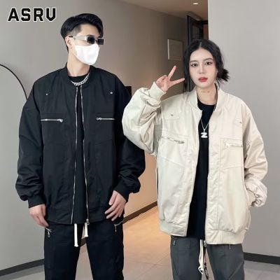 ASRV แจ็คเก็ตแบบ Lightweight ผู้ชาย เสื้อกันหนาว เสื้อแจ็คเก็ต เสื้อคลุมชาย แจ็กเก็ตคู่รักชายหญิงเสื้อสีทึบปกลำลองแบบเรียบง่ายมีสไตล์แขนยาว