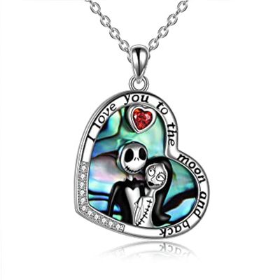 Heart Necklace For Women Couples Valentine 39;s Day Anniversary Festival Nightmare Before Christmas Clavicle Chain Collare Para