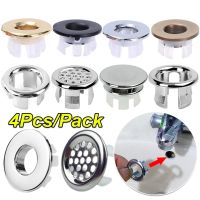 4PCS Faucet Sink Overflow Cover Wash Basin Overflow Rings Kitchen Bathroom Basin Trim Bath Sink Round Hole Hollow Overflow Caps