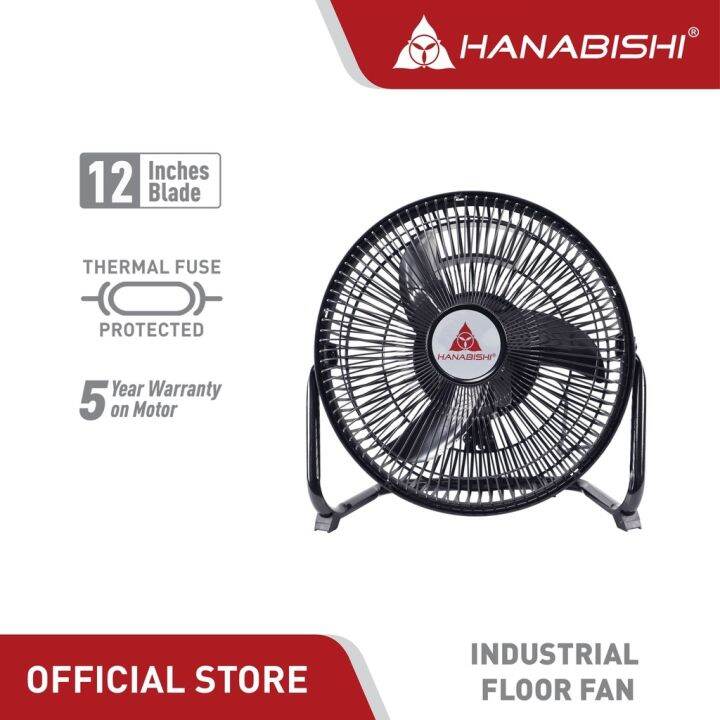 Hanabishi Industrial Floor Fan HIFF1200BLK 12 inch blade Electric Fan