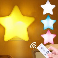 ¤☸ Pentagram Multi Color Night Lights Remote Control Night Sensor Led Smart Star Warm Plug-in Nightlights For Kitchen Bedroom