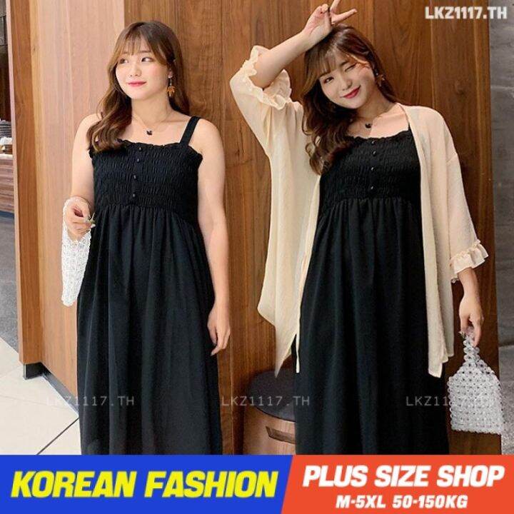 plus-size-เสื้อผ้าสาวอวบ-เดรสสาวอวบอ้วน-ไซส์ใหญ่-ผู้หญิง-ชุดเดรสสายเดี่ยว-ทรงหลวม-แขนกุด-คอเหลี่ยม-สีดำ-ฤดูร้อน-สไตล์เกาหลีแฟชั่น-v728