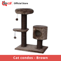 Colacat Cat condos - Brown  คอนโดแมว ที่ข่วนเล็บแมว 2ชั้น 3เสา ฐานทรงสี่เหลี่ยม สีน้ำตาล