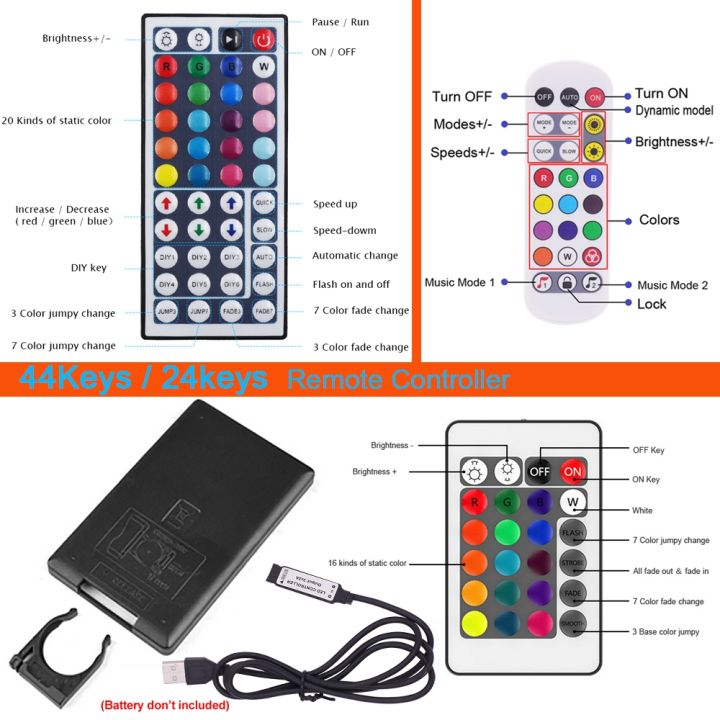 5v-usb-led-strip-rgb-light-5050-usb-power-bluetooth-compatible-remote-control-24key-44key-kit-waterproof-flexible-tape-backlight