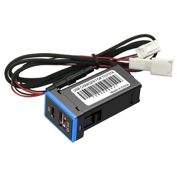 QC3.0 Quick Charging Car Socket Dual Double Port Charger Adapter Type C