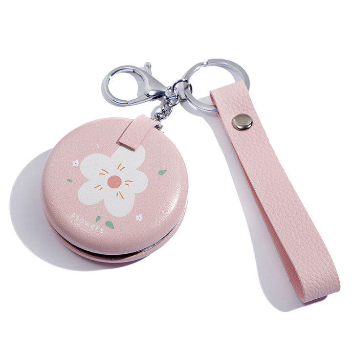 cosmetic-mirror-pu-leather-mirror-handheld-makeup-mirror-cute-folding-mirror-small-round-mirror-keychain-mirror