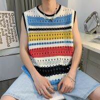 MNO.9 Tank A563 เสื้อกล้ามชาย เสื้อแขนกุด ลายทาง เสื้อคู่รัก สีตัดกัน contrast color วินเทจ